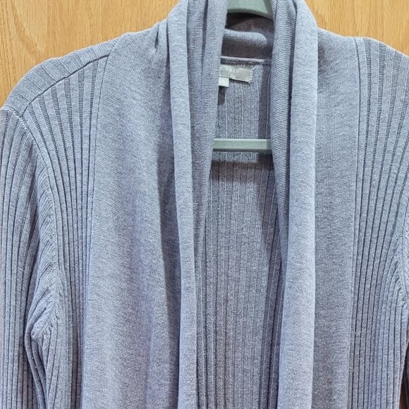 Joan Vass Cashmere Blend Open Front Shawl Neck Midi Length Cardigan Size Small - Picture 2 of 5